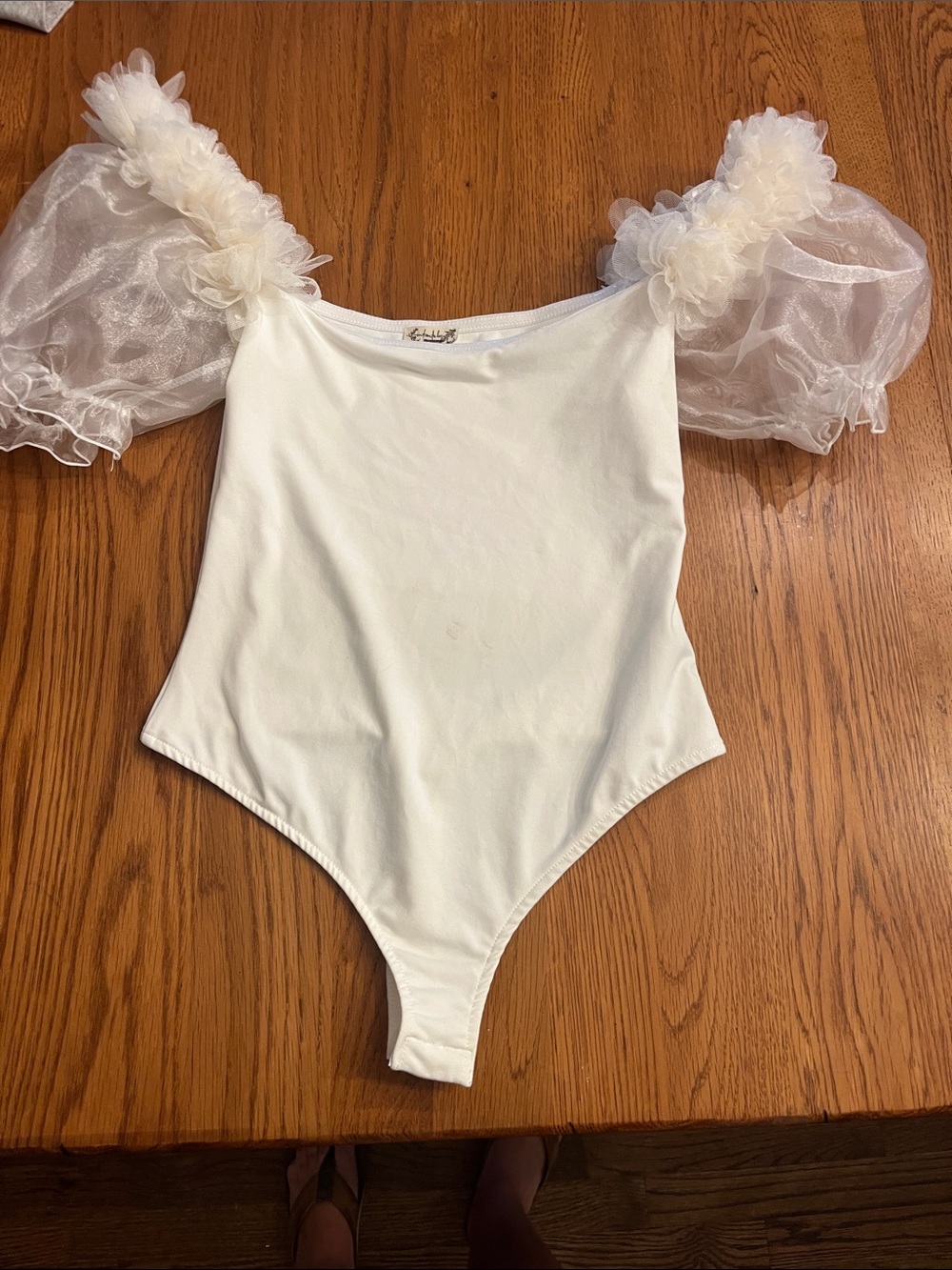Cream Puff-Sleeve One-Piece Bodysuit